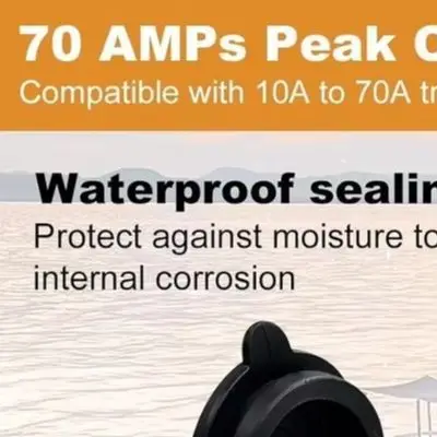Waterproof Boat Connector Trolling Motor Socket 12-48V Voltage Compatible Gold-plated Brass 6 AWG Wire Capacity