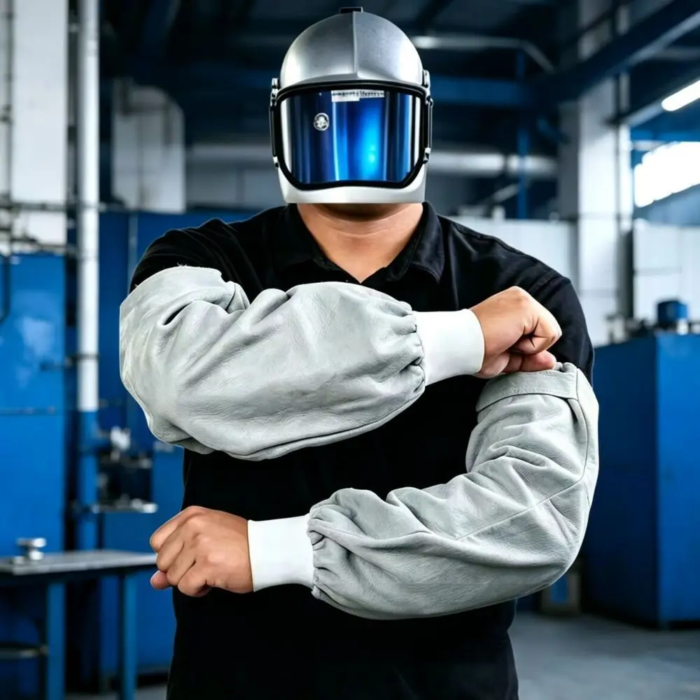 Sheepskin Protective Sleeves For Welding High Temperature Resistant Anti Spark Safety Wear Industrial Arm Guard
