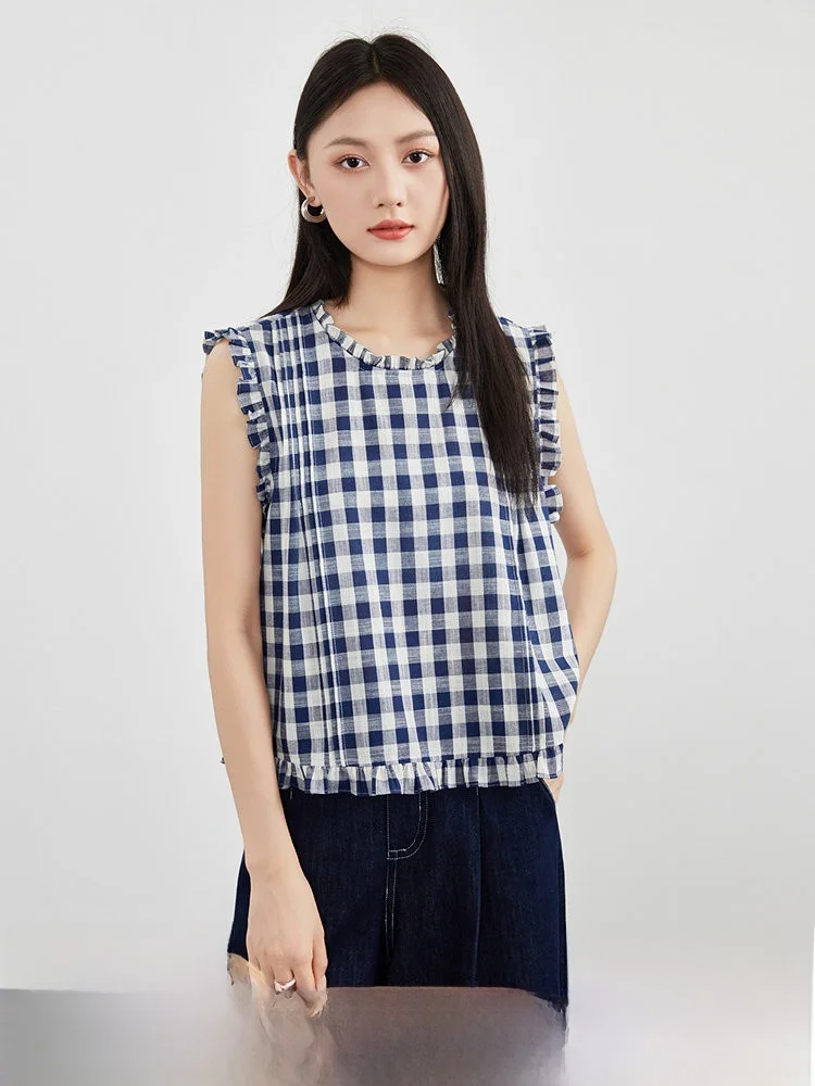 

Женская летняя новинка: свободный крой, круглый вырез, повседневный стиль, дышащий топ из смесового хлопка