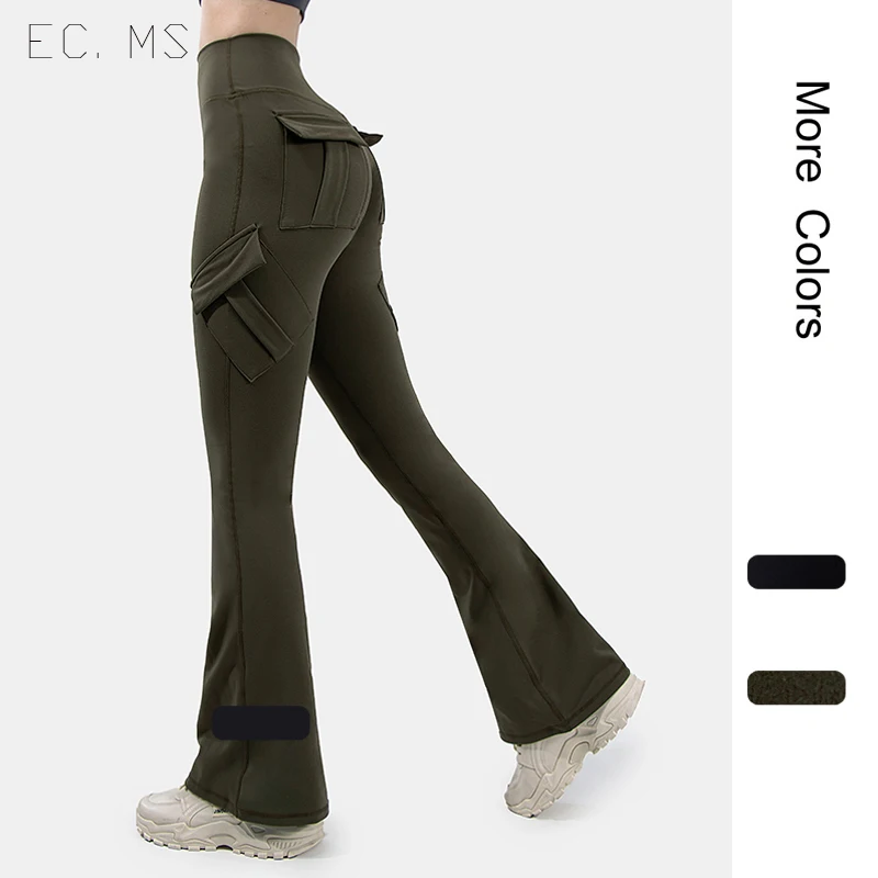 

Women Sport Leggings with 4 Pockets Yoga Pants EC.MS Micro Flare W/O Middle Line Running Daily Pants