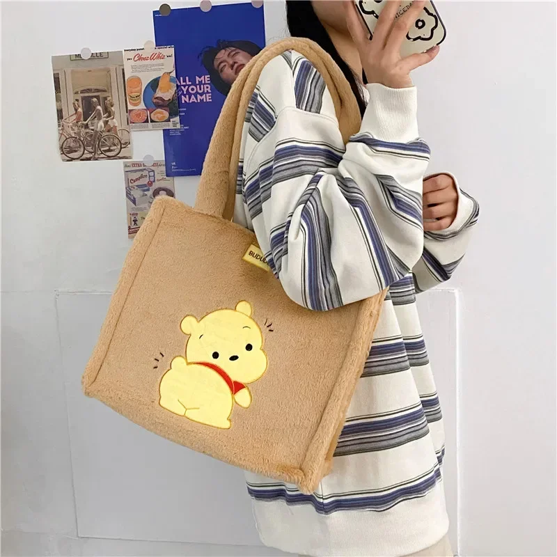 Disney Mickey Mouse New Large Capacity women Shoulder Bag Cute Stitch Tote Bag Thickened Square Cartoon Handbag