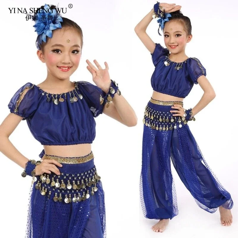 Eleganckie ręcznie robione dzieci dziewczyna piękne kostiumy do tańca brzucha dzieci 2/3/5 sztuk zestaw taniec brzucha egipt Bellydance ubrania najlepsze spodnie