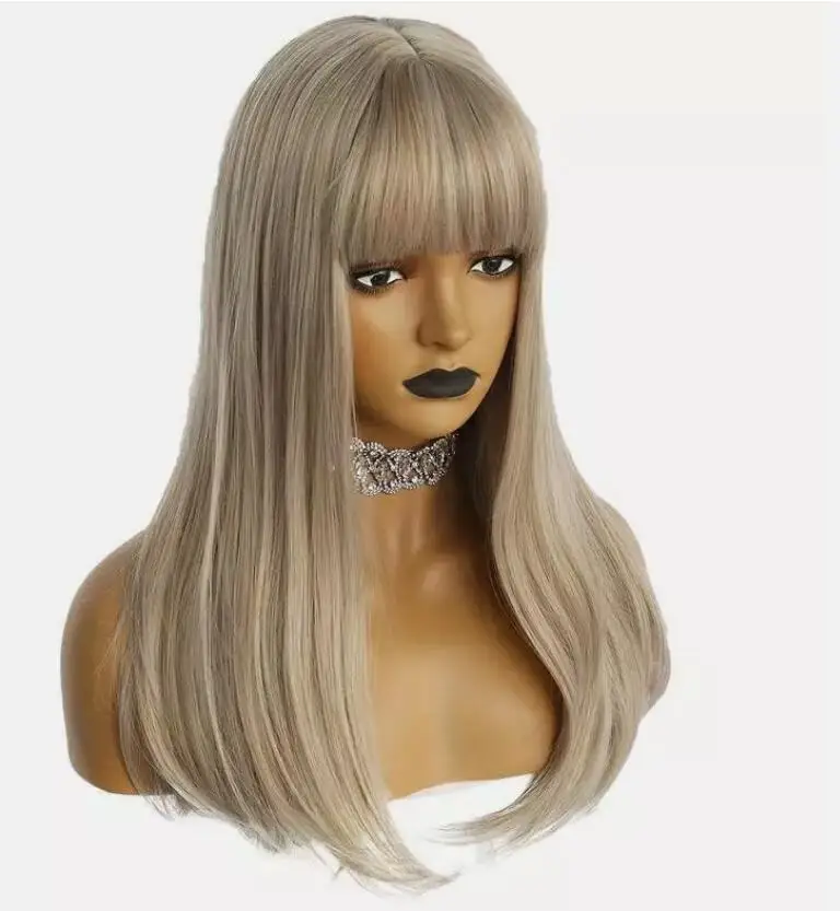 Blended Blonde Layered Synthetic Hair Long Straight Cosplay Party Wigs