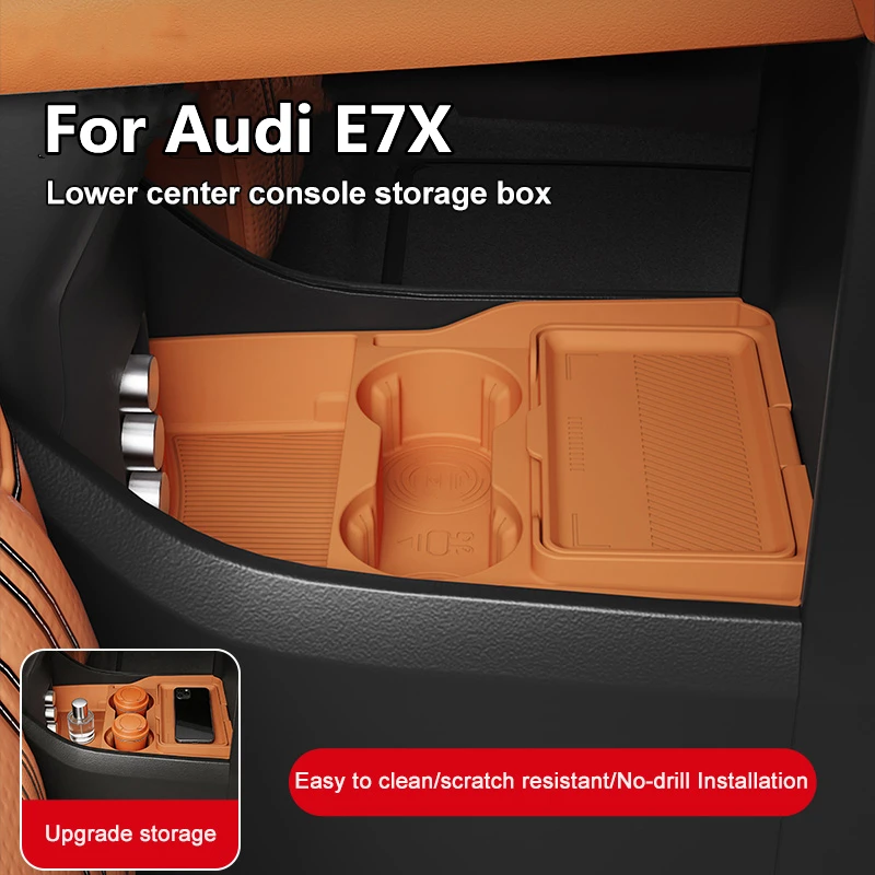 Tapis de protection en silicone pour console centrale Audi E7X 2026, sous la boîte de rangement, pour l'organisation du contrôle central, intérieur de voiture