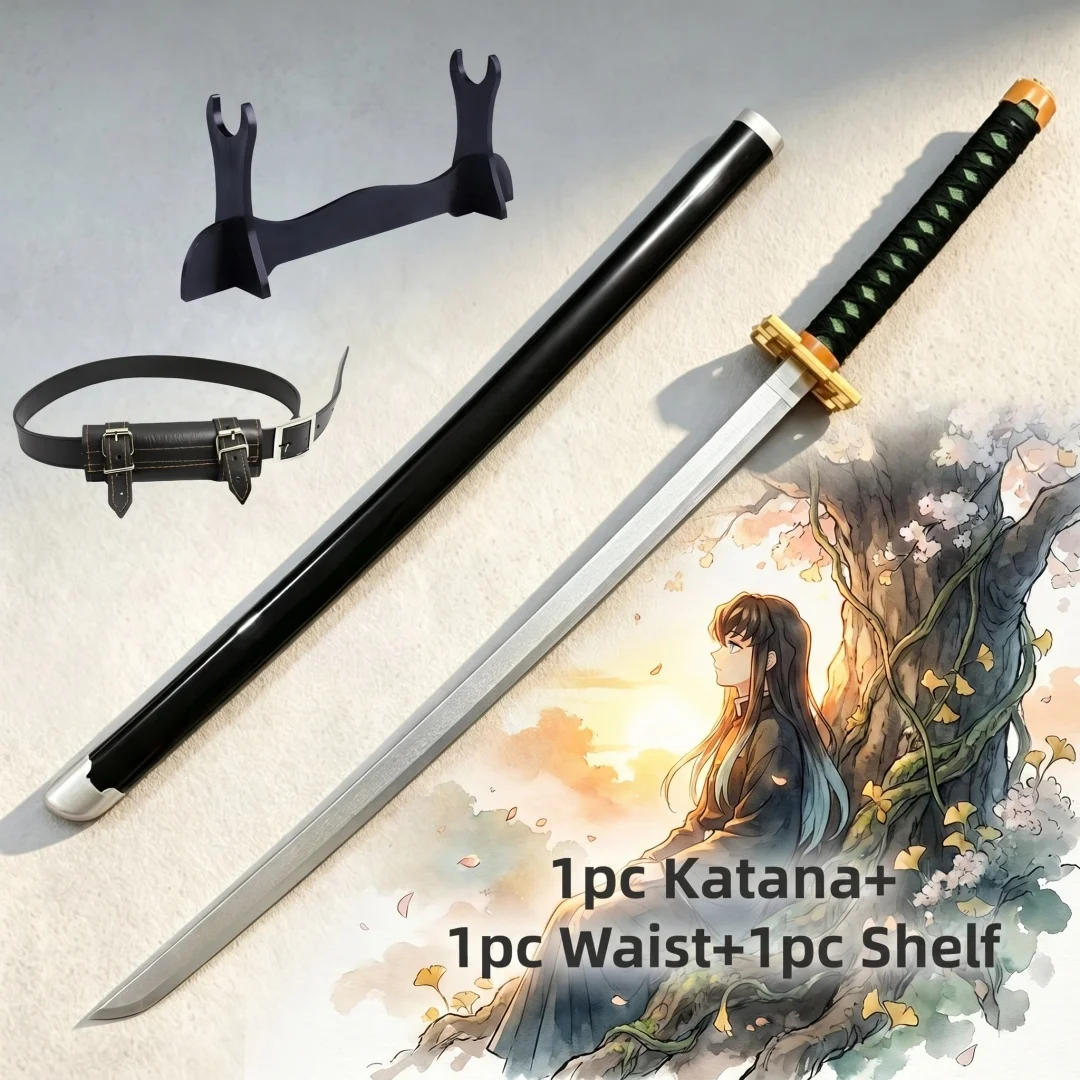 Set de Espada Katana de 40 Pulgadas de Demon Slayer, Tokito Muichiro, Accesorio de Cosplay de Anime, Espada Ninja, Cuchillo, Cuchilla, Sable, Escala 1:1, Juguete de Plástico, Regalo