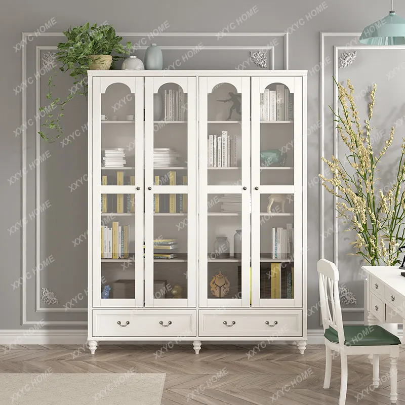 All solid wood bookcase 50cm80 wide small apartment for home door bookshelf study figure toy display cabinet