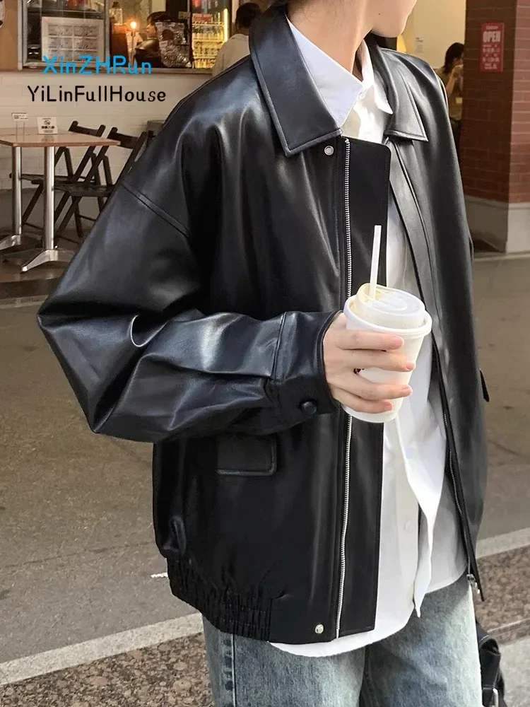 Retro Leather Jacket Women\'s Short Style 2024 Autumn Korean Version Fashionable Loose Leather Jacket Handsome Motorcycle Jacket