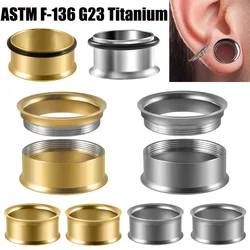 1PC G23 Titanium Internal&external No-Screw Single Double Flare Ear Tunnels Plugs Expander Stretcher Gauges Earrings Piercing