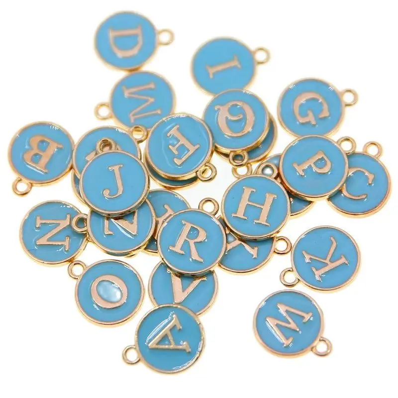 50pcs12*15 26 Pcs Letter charms pendants for necklace Enamel Colorful alphabets accessories jewelry letter charms Fashion Jewel