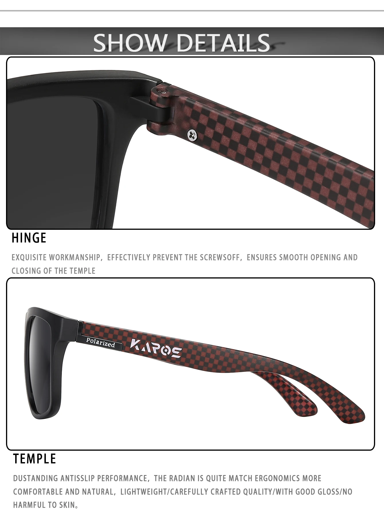 3 Teile/satz Karos Polarisierte Sonnenbrille Mode UV400 Schutz Unisex Anti-glare Gläser Geeignet Für Männer Fahren Radfahren Brillen – Detail 13