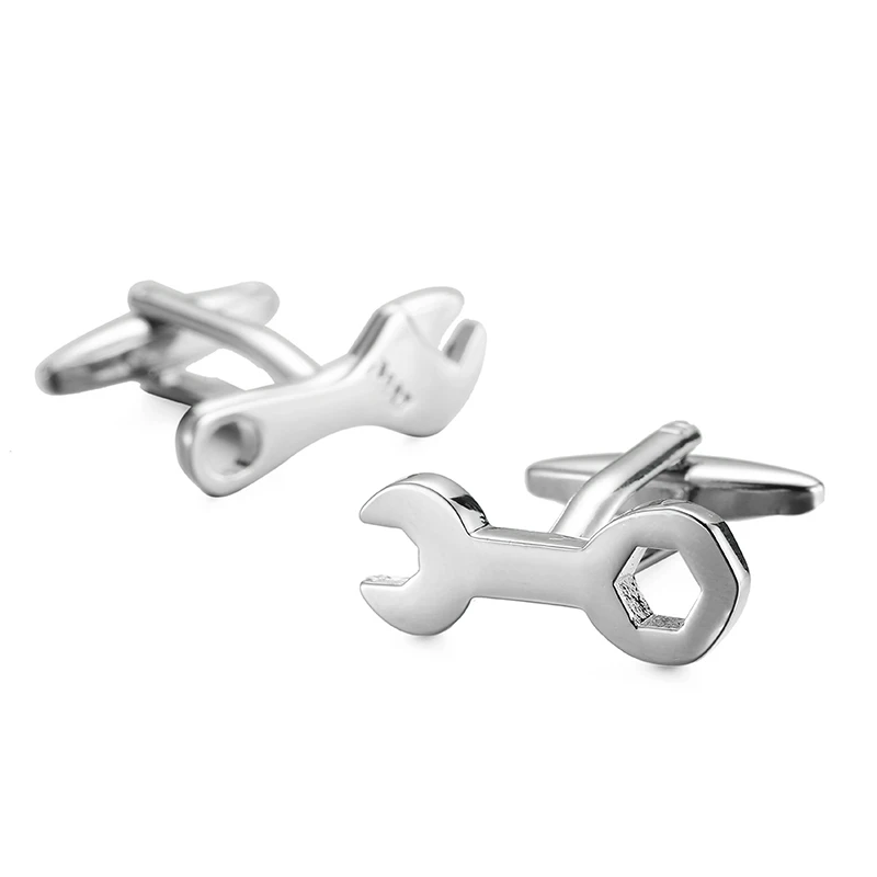 Men's French shirt cufflinks made of copper material high-quality small tool wrench design French cuffbutton