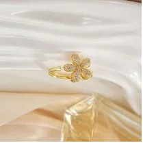 

Хит продаж, вращающееся кольцо с инкрустацией цирконом для женщин, универсальное и модное, легкое роскошное кольцо с медным покрытием 18 карат.