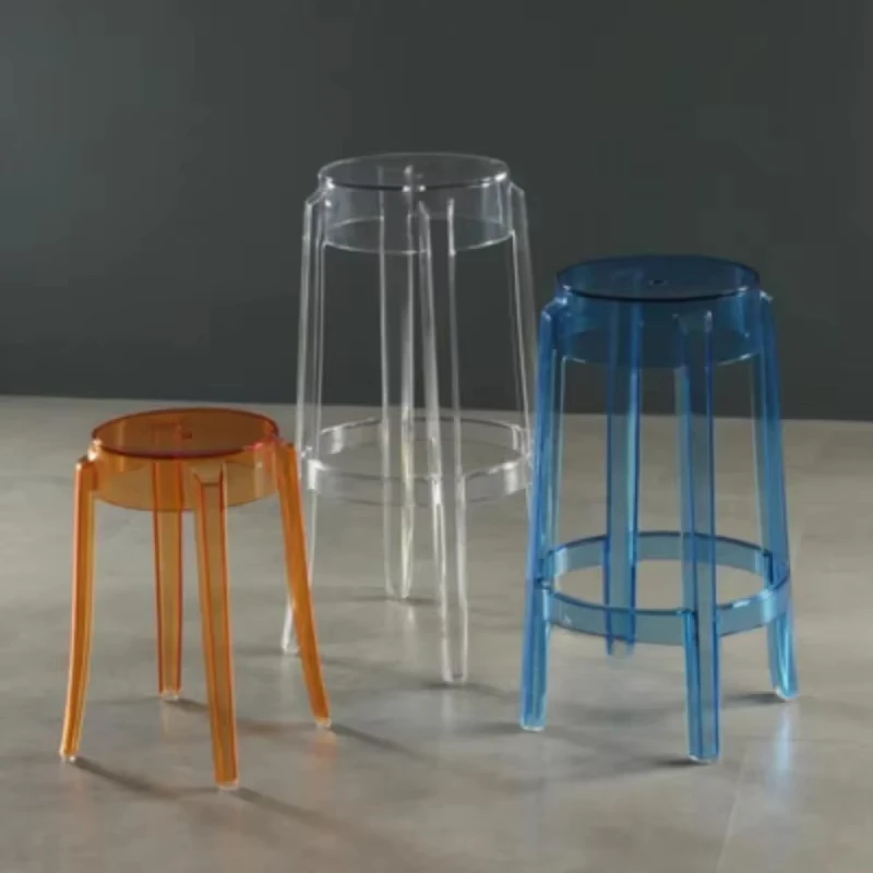Chic Transparent Acrylic Bar Stool Modern Fashion High Seat Simple Plastic Bar Stool Design
