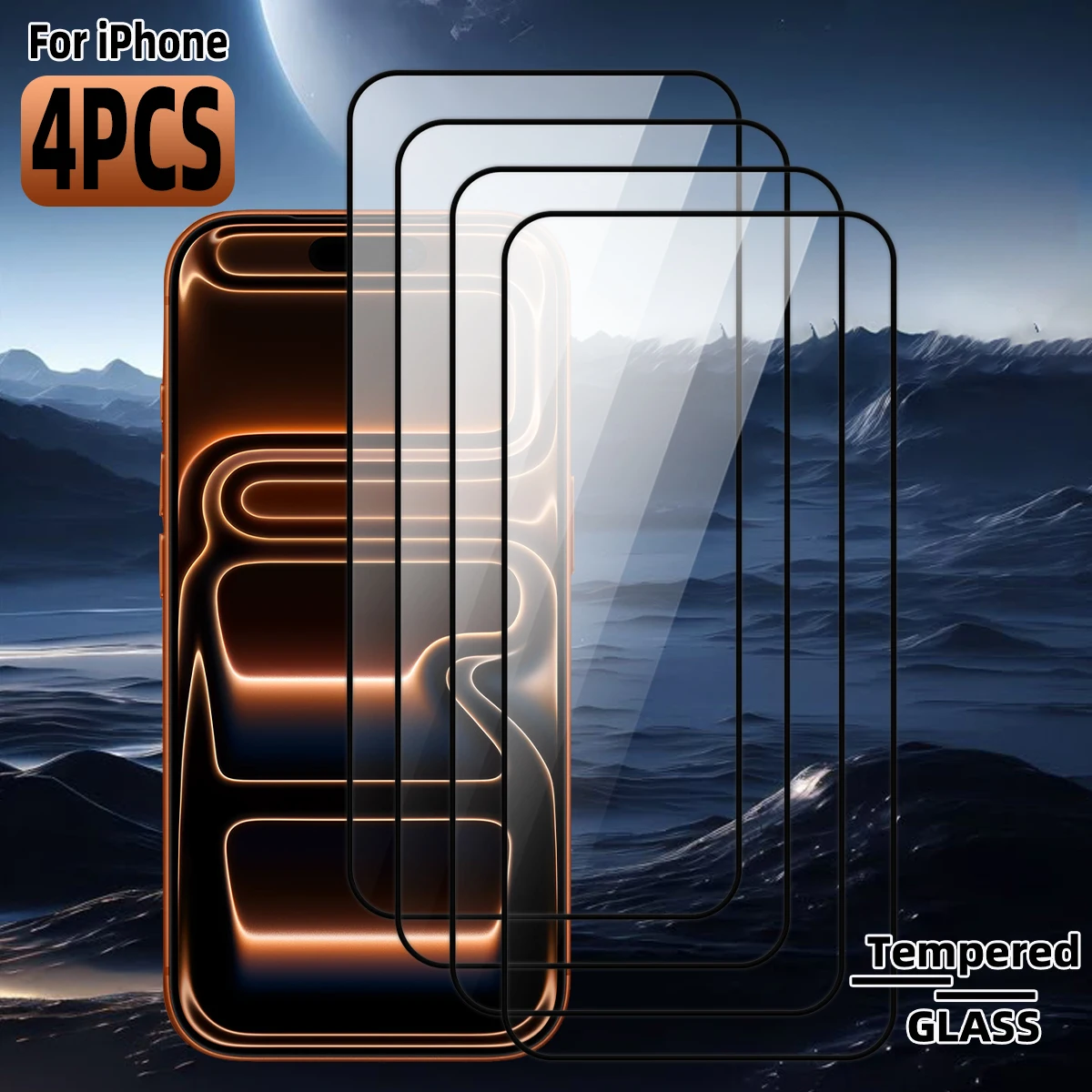 4-Pack Full-Coverage Tempered Glass Screen Protector for Apple Devices – Anti-Fingerprint & Shatter-Resistant