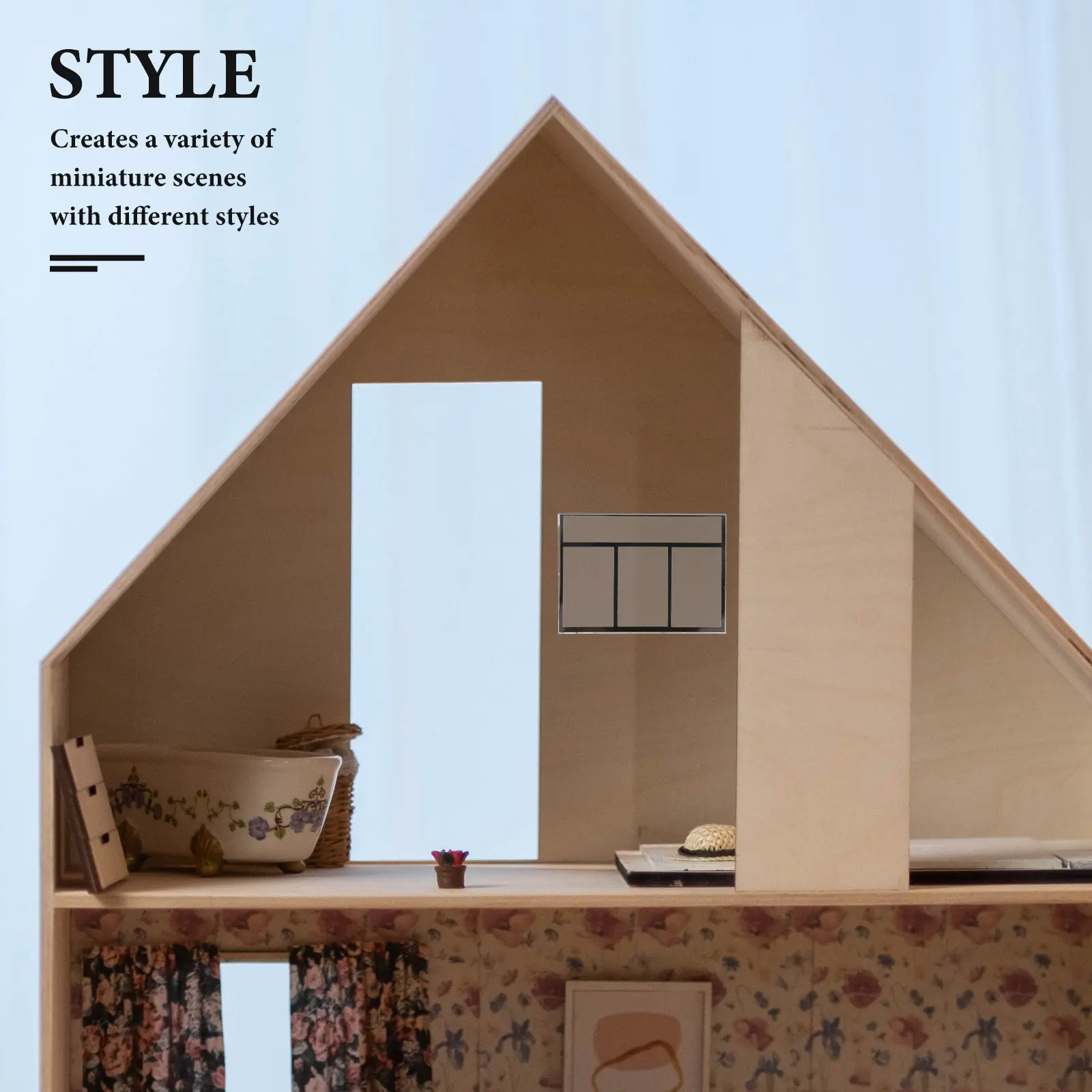 2Pcs Hand-Assembled Miniature House Windows for Dollhouse Building Supplies Mini Diorama Craft Projects Micro Landscape Ornament view 5