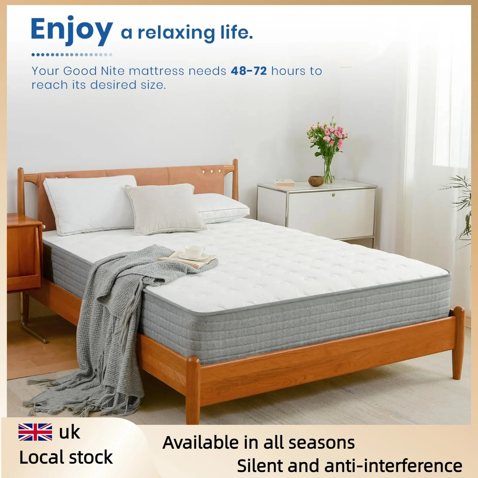 Good Nite 8 Luxury Hybrid Mattress  i  Small Double 4FT with Cooling Gel Foam & Pocket Springs Euro i Top Design