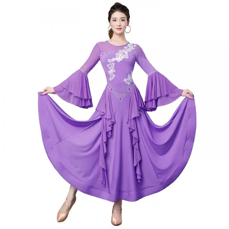 2026 New Modern Dance Dress National Standard Waltz Competition Table Performance Dress Hot Diamond Large Swing Dress 7230