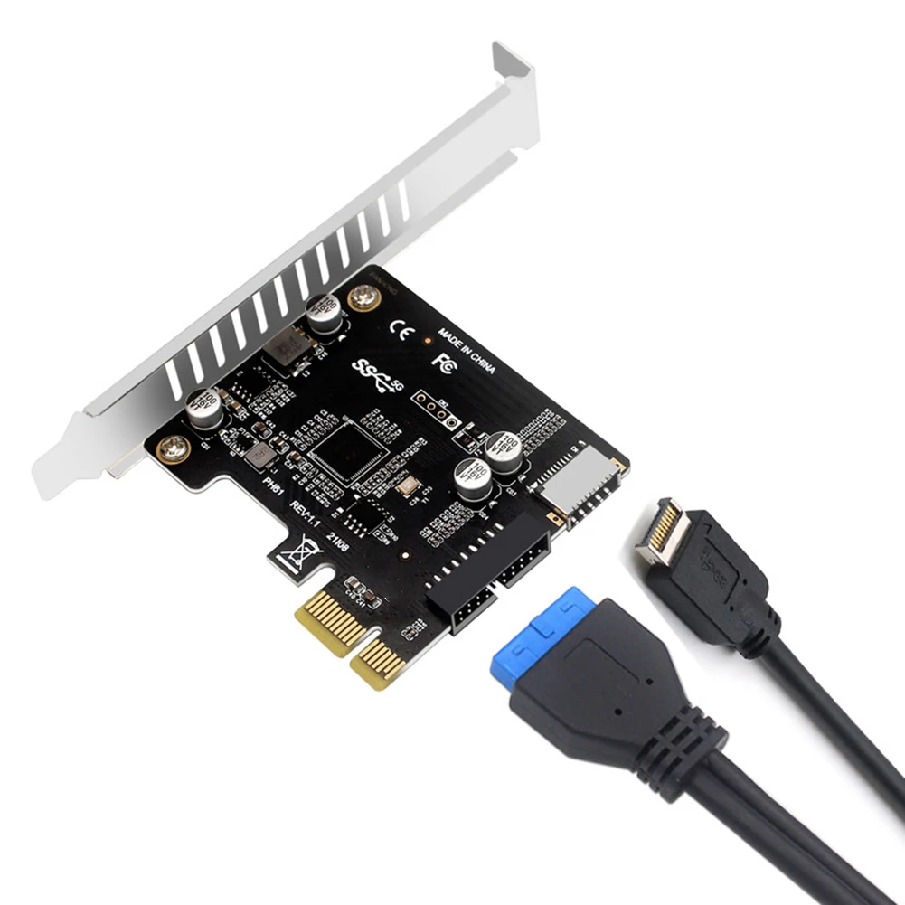Komputer PCI-E Ke USB 3.0 Kartu Pengontrol Ekspansi PCIE 19PIN PCI-E Ke USB 3.0 Kartu Ekspansi TYPE-E