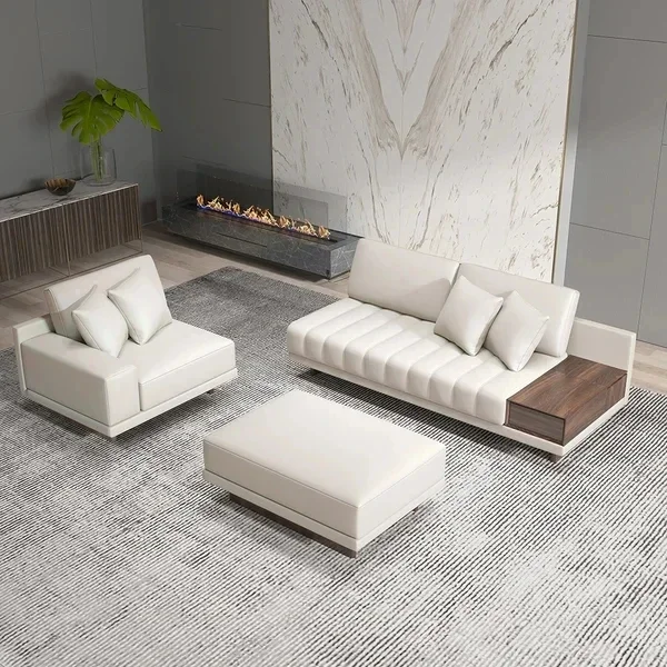 

Furniture L-Shaped White Modular Sectional Luxury Sofa Set With Smart Storage for Living Room