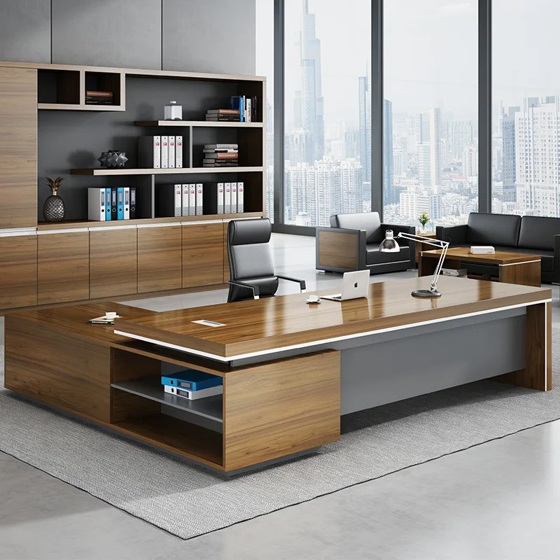 

Boss table, simple modern solid wood desk and chair combination, president table