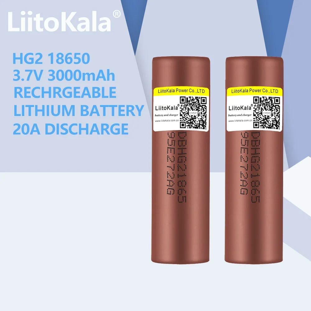 

1-20PCS LiitoKala HG2 18650 3000mah 3.7V High discharge 18650 Battery 30A Rechargeable High Drain Battery or Box Mod flashlight