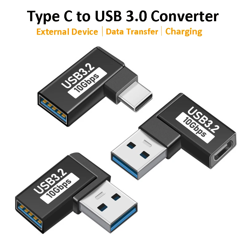 USB Connector 90-Degree Right-Angle Upward Elbow 10 Gbps USB 3.0 Extension Adapter for PC (Male to Female Extension Plug Convert