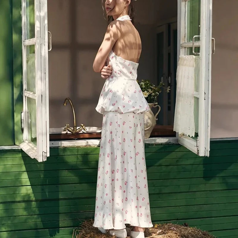 Talenza Solid Print Skirt Set Women's Puff Hem Sleeveless Vest Top High Waist Skirt Set Female Casual Elegant Party Skirt Sets