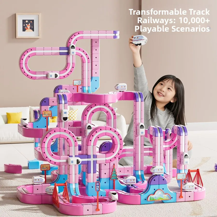 Transformable Magnetic Building Block Track Car, Electric High-speed Train, Children's Educational Puzzle Toy, Birthday Gift
