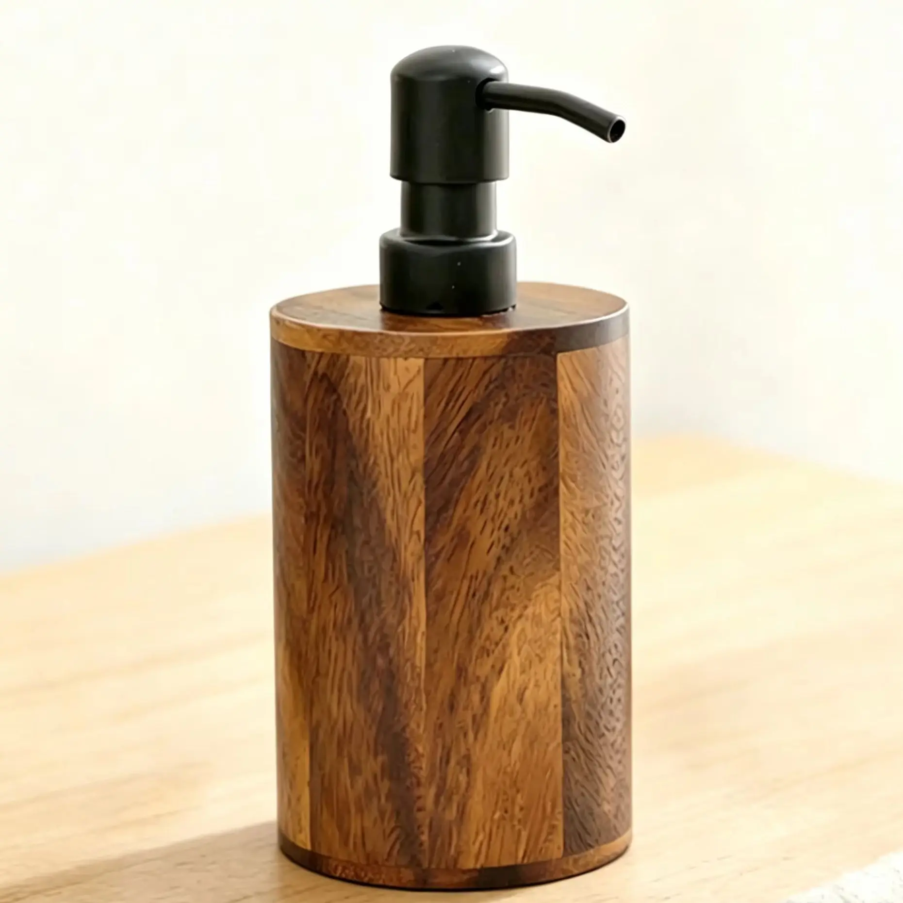 Dispensadores de Loción de Madera de Nogal - Dispensador de Jabón de Manos de 6/13 oz con Bomba, Dispensador de Loción Recargable, Contenedor de Loción de Madera Moderno