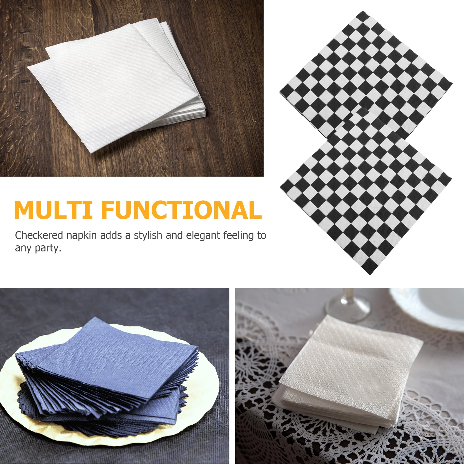 100 قطعة أسود أبيض متقلب منديل زينة الحفلات منشفة ورقية عيد ميلاد الزفاف أنيقة المسيل للدموع مقاومة لينة ماصة ضيف #4