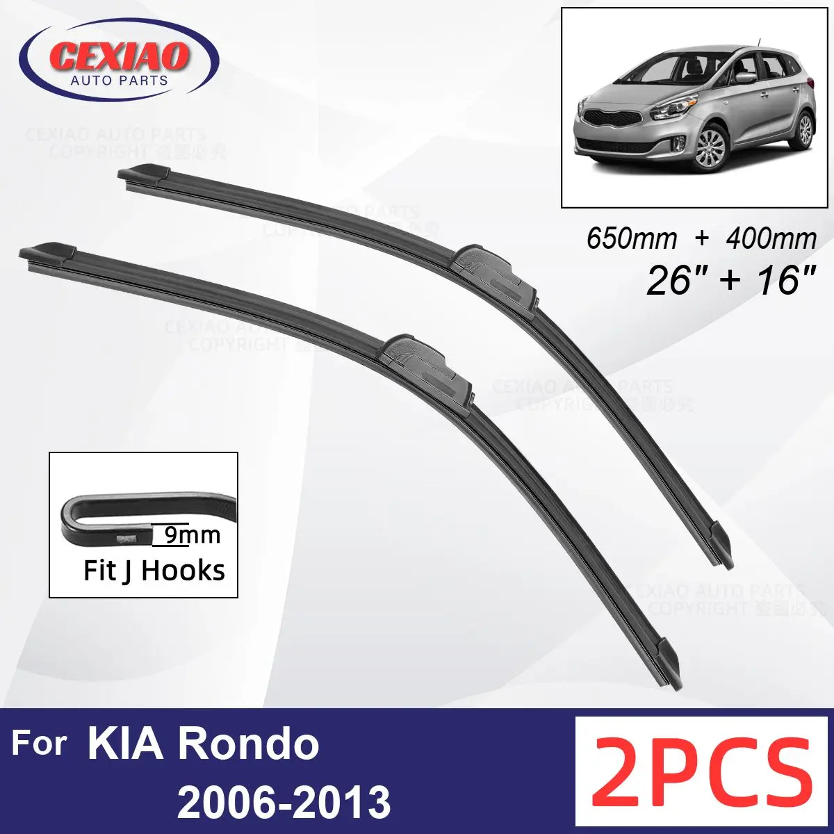 

Автомобильный стеклоочиститель для KIA Rondo 2006-2013, мягкие резиновые стеклоочистители для лобового стекла, автомобильные стеклоочистители 26 + 16 дюймов 650 мм + 400 мм