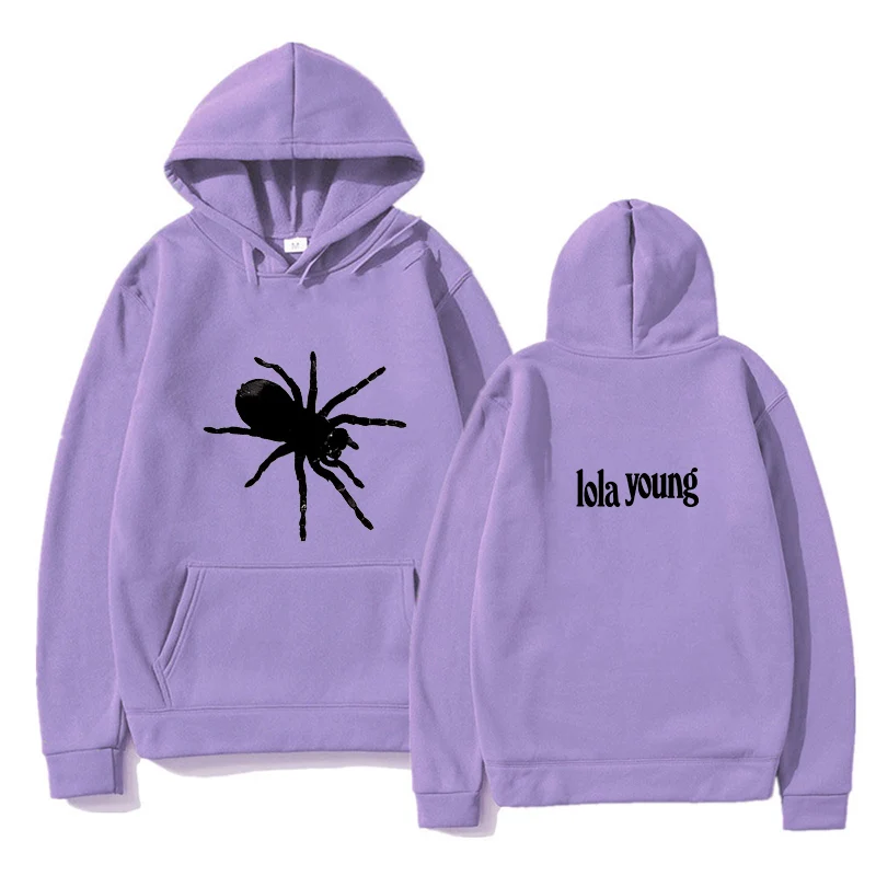 جديد Lola Young Spiders هوديس للجنسين أزياء غير رسمية Harajuku جرافيك بلوزات طويلة الأكمام البلوفرات الجمالية جرافيك الشارع