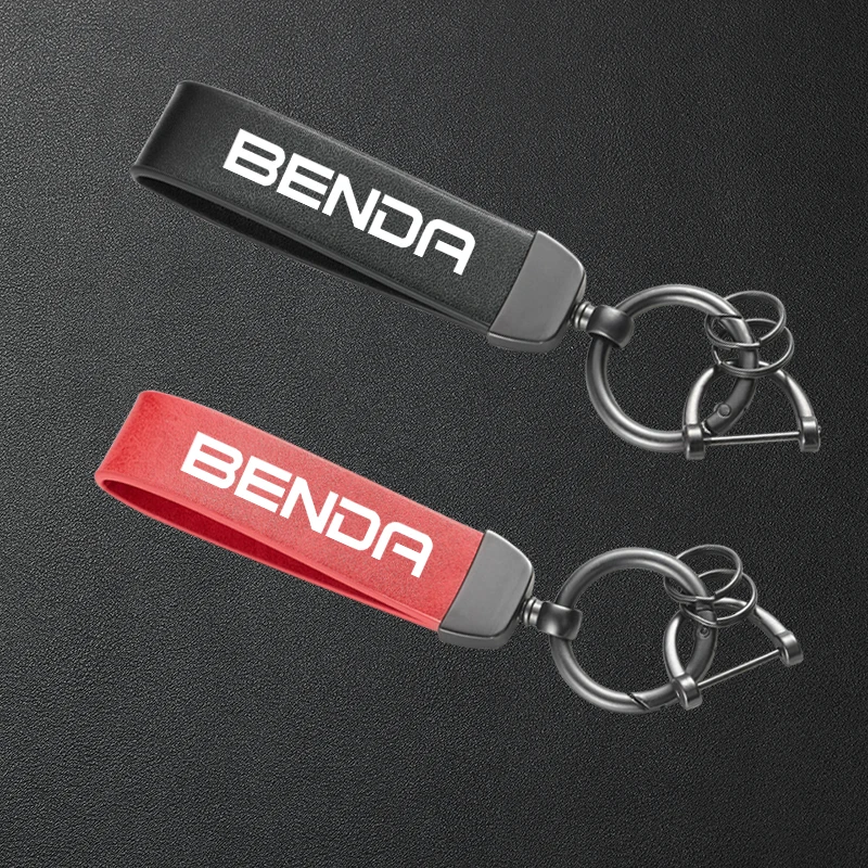 

For Benda LFC700 LFC 700 Motorcycle High-Grade Leather Keychain Metal Keyring Accessories