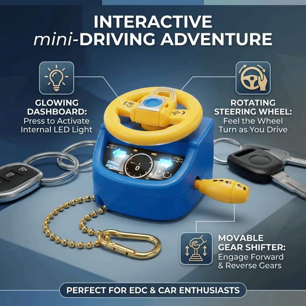 Mini Fidget Keychain Various colors Rotatable Simulated Steering Wheel Illumination Shiftable Backpack Hanging Ornament