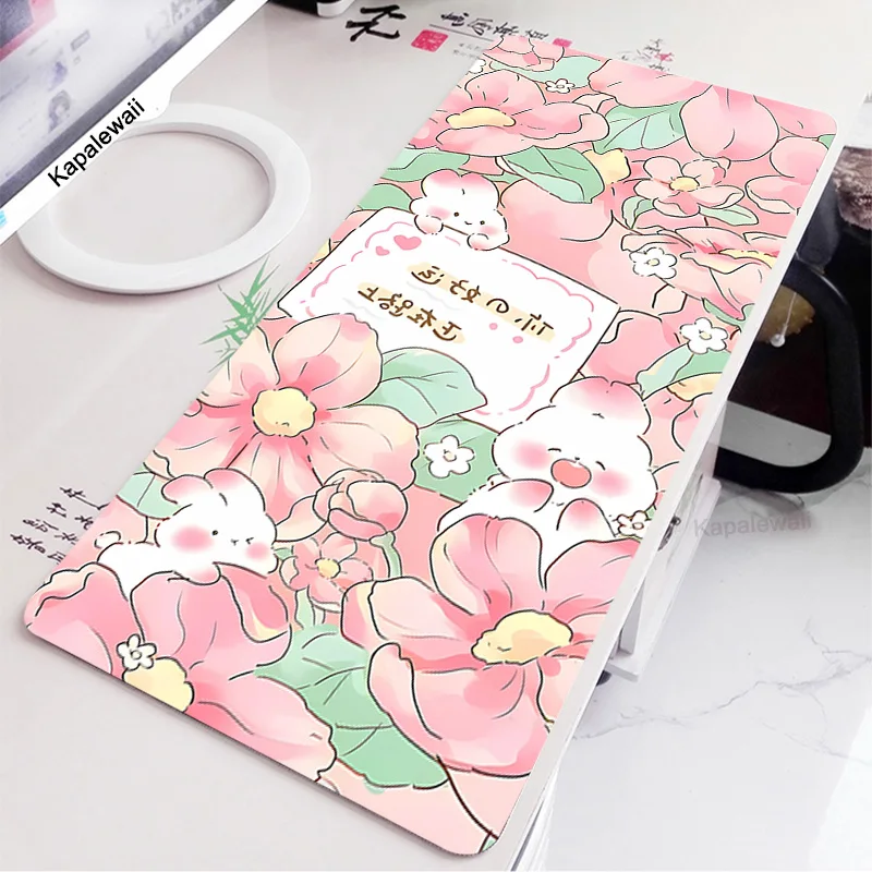 

Pink Flower Xxl Mousepad Gamer Computer Accessories Desk Mat Mausepad Kawaii Deskpad 900x400 Mouse Pad Keyboard Pc Cabinet Pads