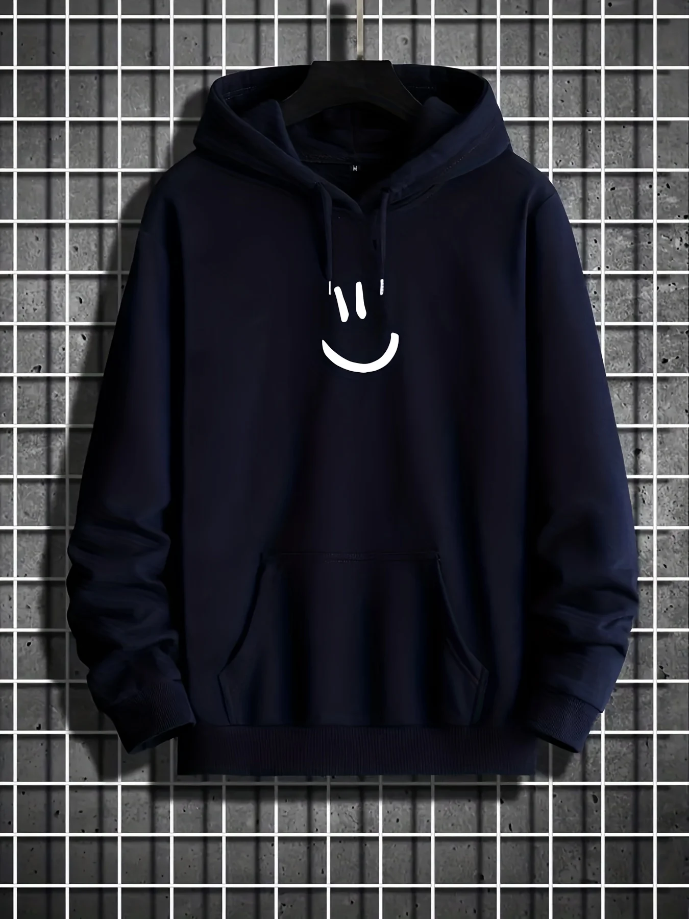 2024 NOWA męska bluza z kapturem, wiosna/jesień Cute Smile Graphic Print Bluzy z kapturem dla dużych i wysokich mężczyzn, odzież męska, duże rozmiary — zdjęcie 4
