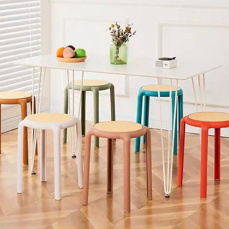 46cm Stackable Stool Backless Round Seating Stackable Bar Stool Dining Stool PP Stackable For Classroom Home Bar Restaurant