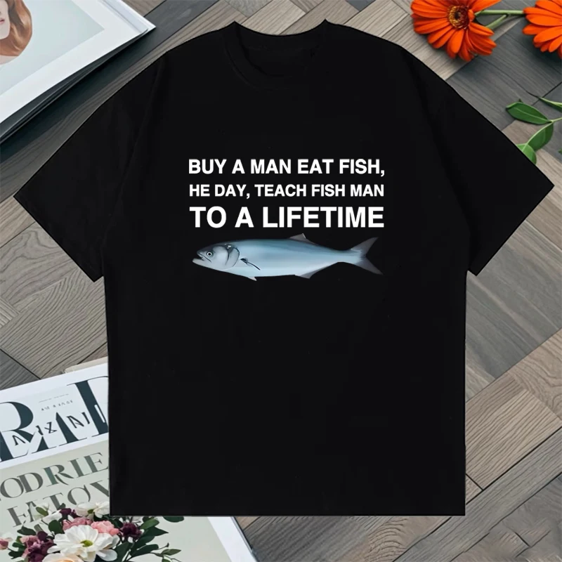 

Funny Fish Diagram Meme Graphic Oversized Tee shirt harajuku streetwear Men Women 100% Cotton short sleeve t-shirts Unisex Tops