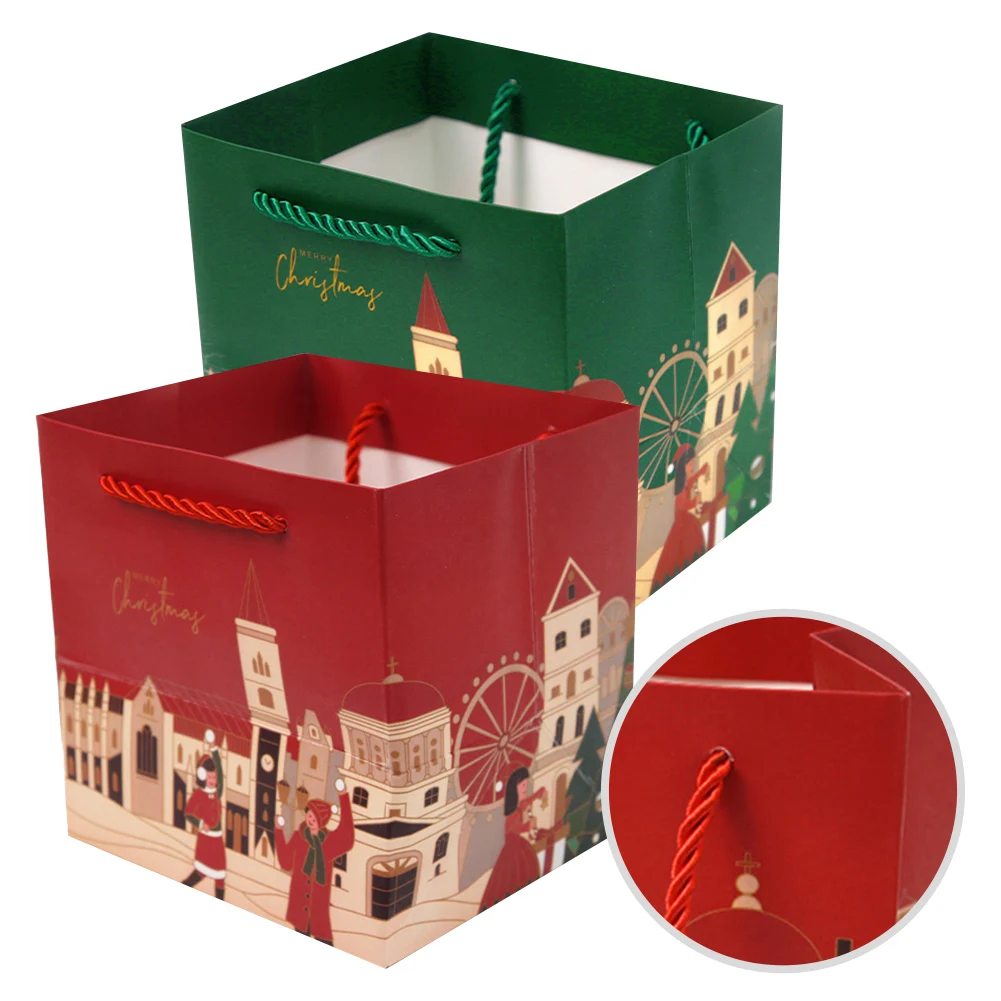 حقائب حمل عيد الميلاد سهلة الحمل مثالية لملفات تعريف الارتباط والوجبات الخفيفة وأكياس الوجبات الخفيفة لعيد الميلاد مقاس 5.51 * 5.51 * 4.72 بوصة (14 * 14 * 12 سم)