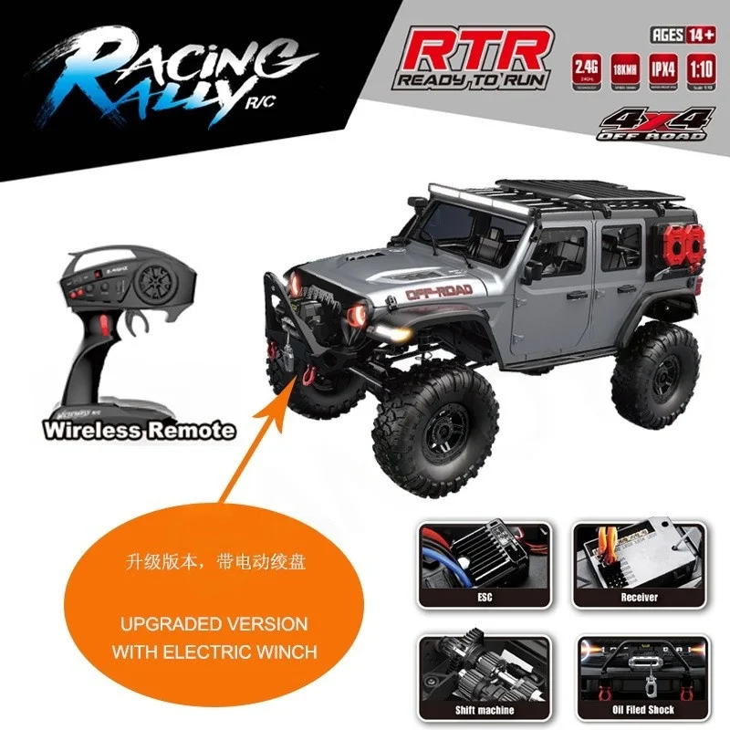 

1/10 Rc Car Hb Rtr R1011 Remote Control Vehicle 2.4g Full Proportional Rock Crawler Led Light 4wd Off-Road Climbing Truck Toys