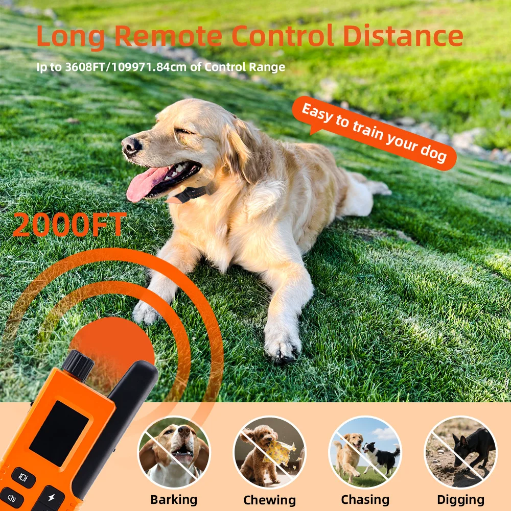 Collar antiladridos con pantalla a color, recargable para perros