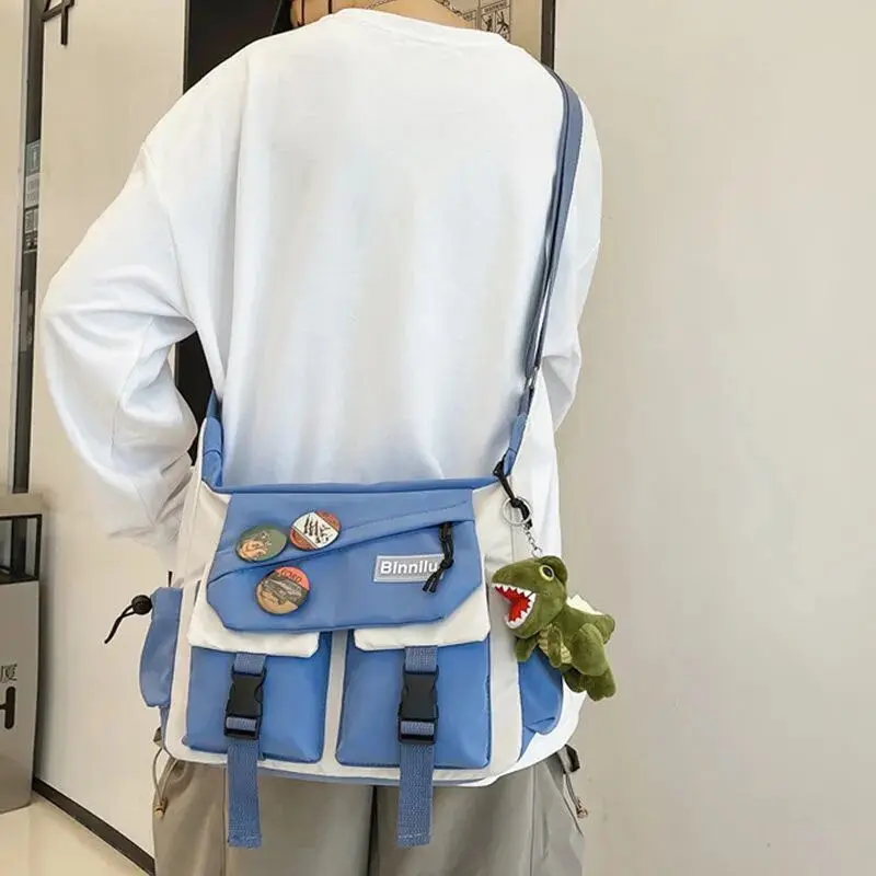 Sac messager japonais en toile imperméable pour hommes et femmes, sac à main en poudre de nylon, sacs à bandoulière initiés, cartables simples, 2022