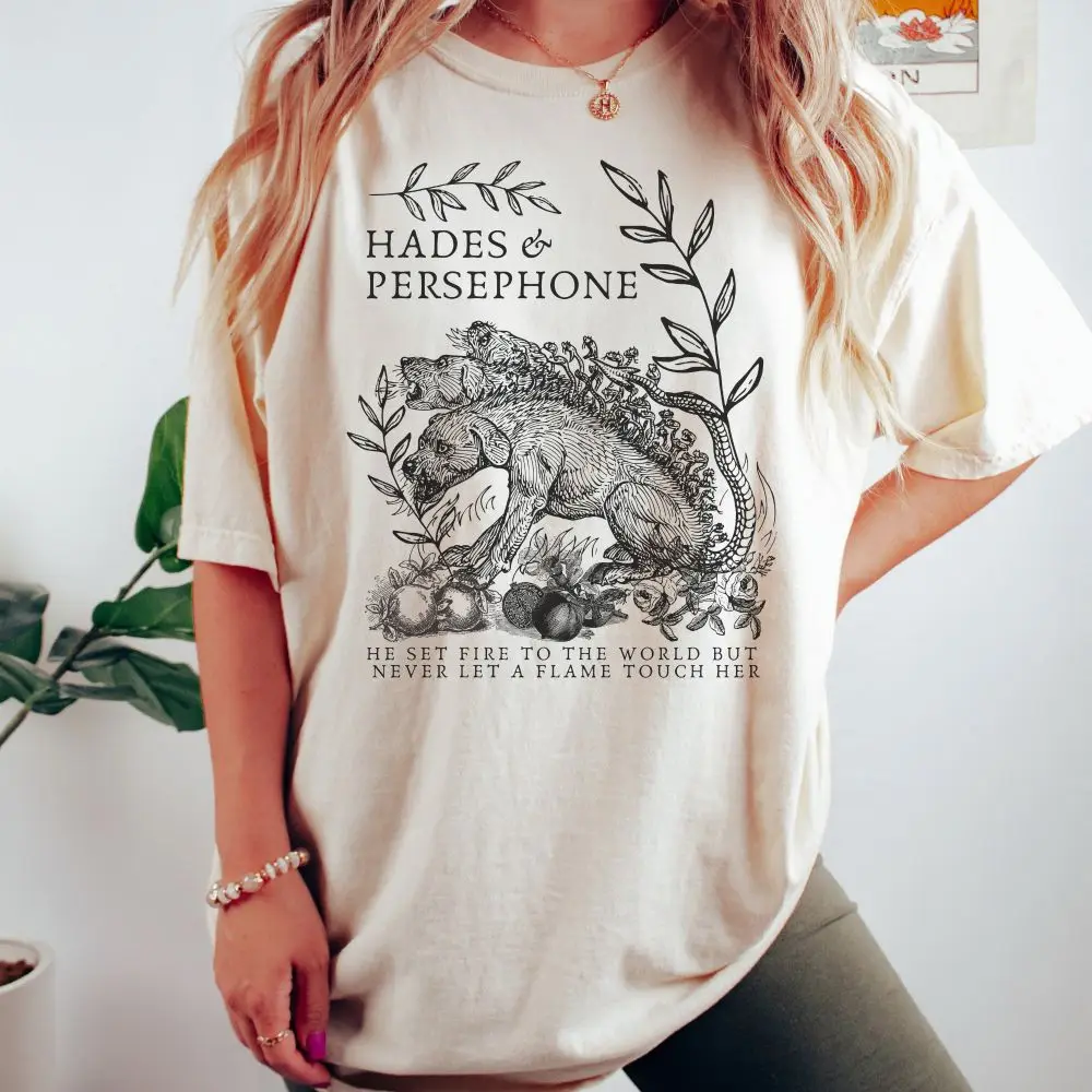 Hades and Persephone Mythology T Shirt Vintage Persephone Printed Top Tee Women Casual Fashion  Hip Hop Streetwear Tops Summer