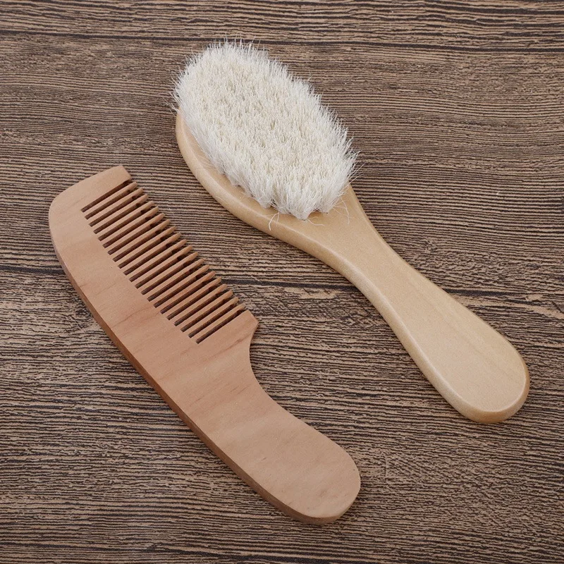 2pcs/Set Baby Hair Brush And Comb Set for Newborn Wood Comb For Hair Massage Bath Shower Mini Baby Brush Kids Pocket HairBrush