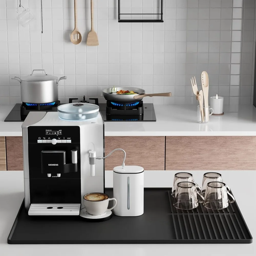 Coffee Maker Mat Silicone Coffee Bar Mat with Raised Edge Countertop Protector Suitable for Espresso Machine and Dishwasher