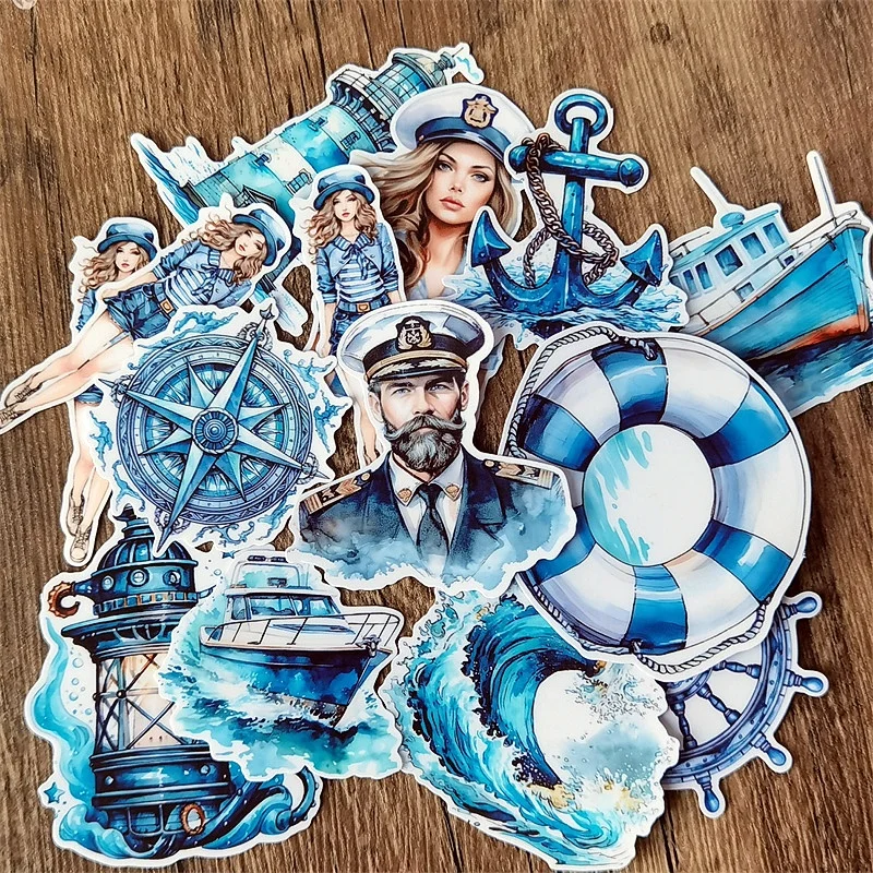 Sen Girl Marine warships Hand Account Stickers Cute Mobile Phone Tablet Ins Wind Character Decoration Small Material Stationery