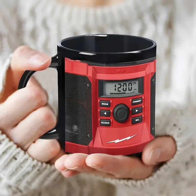 1pcs 11oz  Mug Pattern Printing with Digital Clock and Music Player Coffee Cup Milk Cup Father's Day Boyfriend Gift