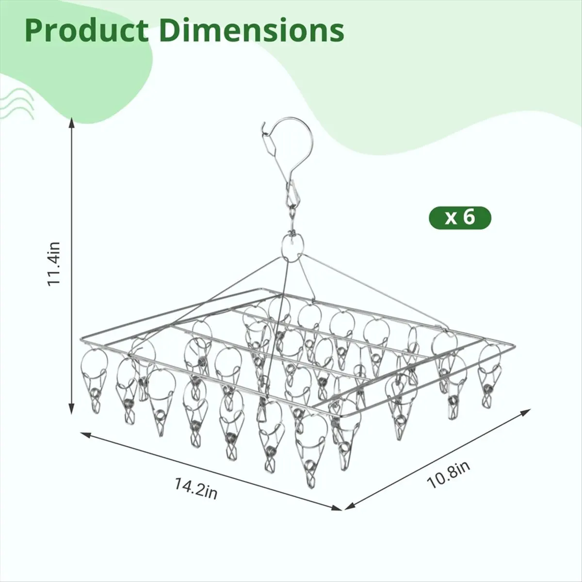 N14R Top 6pcs Stainless Steel Herb Drying Rack with 30 Clips, Windproof, Space-Saving for Aromatic Herbs, Spices, Tea Leaves