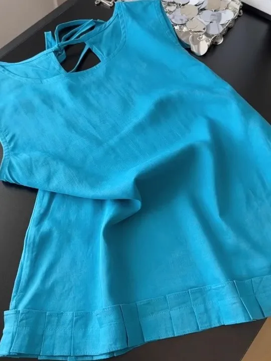 

Синий жилет Svel, женский летний тонкий жилет большого размера с кружевной отделкой, кукольный топ Tagl Commute Sle, прямой крой, повседневная одежда