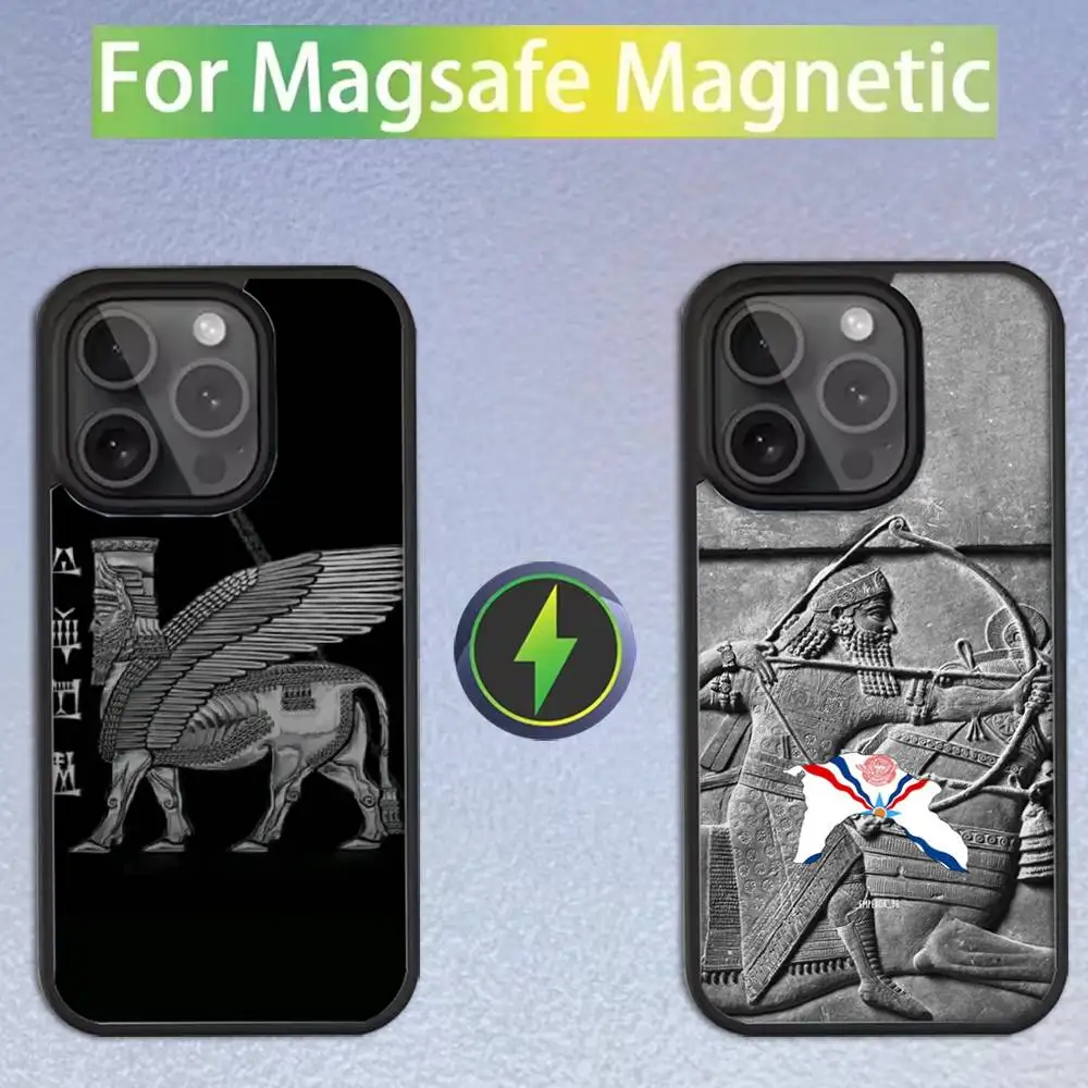 

A-Assyrian Flag Map Phone Case For iPhone 17,16,15,14,13,12,11,Pro,Max,Plus,Mini,SE4,E Magnetic For Magsafe Wireless